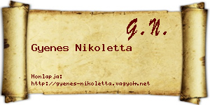 Gyenes Nikoletta névjegykártya
